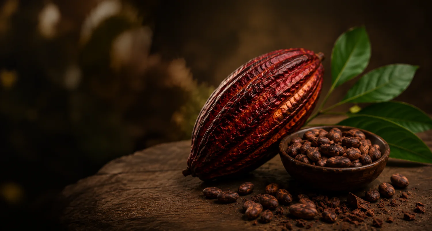 Mazorca de cacao chuncho abierta con granos — Paytiti, Quellouno, Cusco